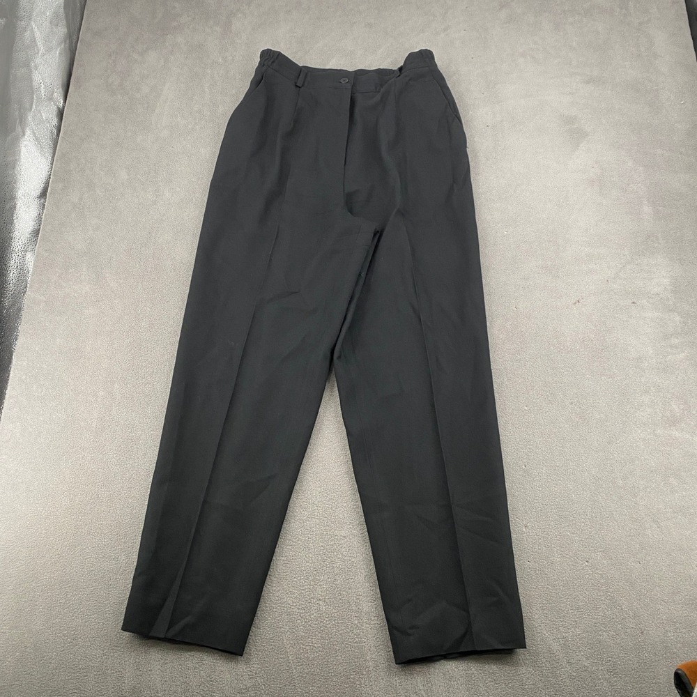 Talbots Womens Black 100% Wool High Rise Pleated Straight Leg Dress Pant Size 12